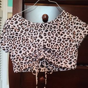 Short sleeve, cropped bathing suit top